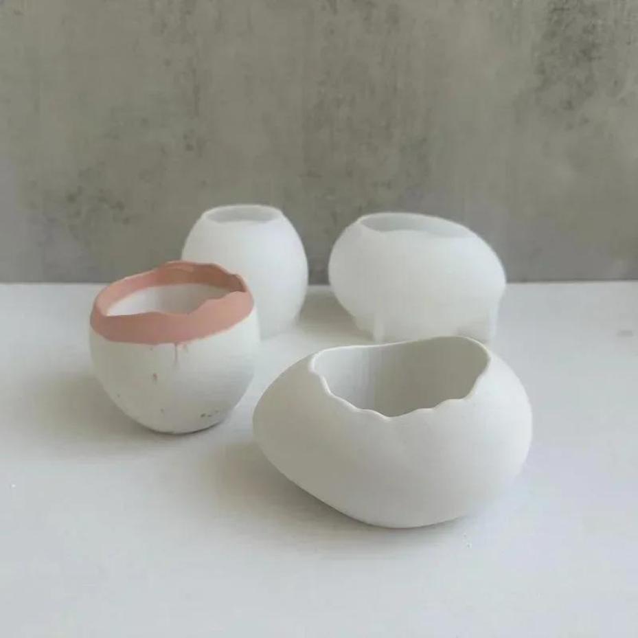 Echeveria Succulent - Plaster Handmade Mold Egg-shaped Flower Pot