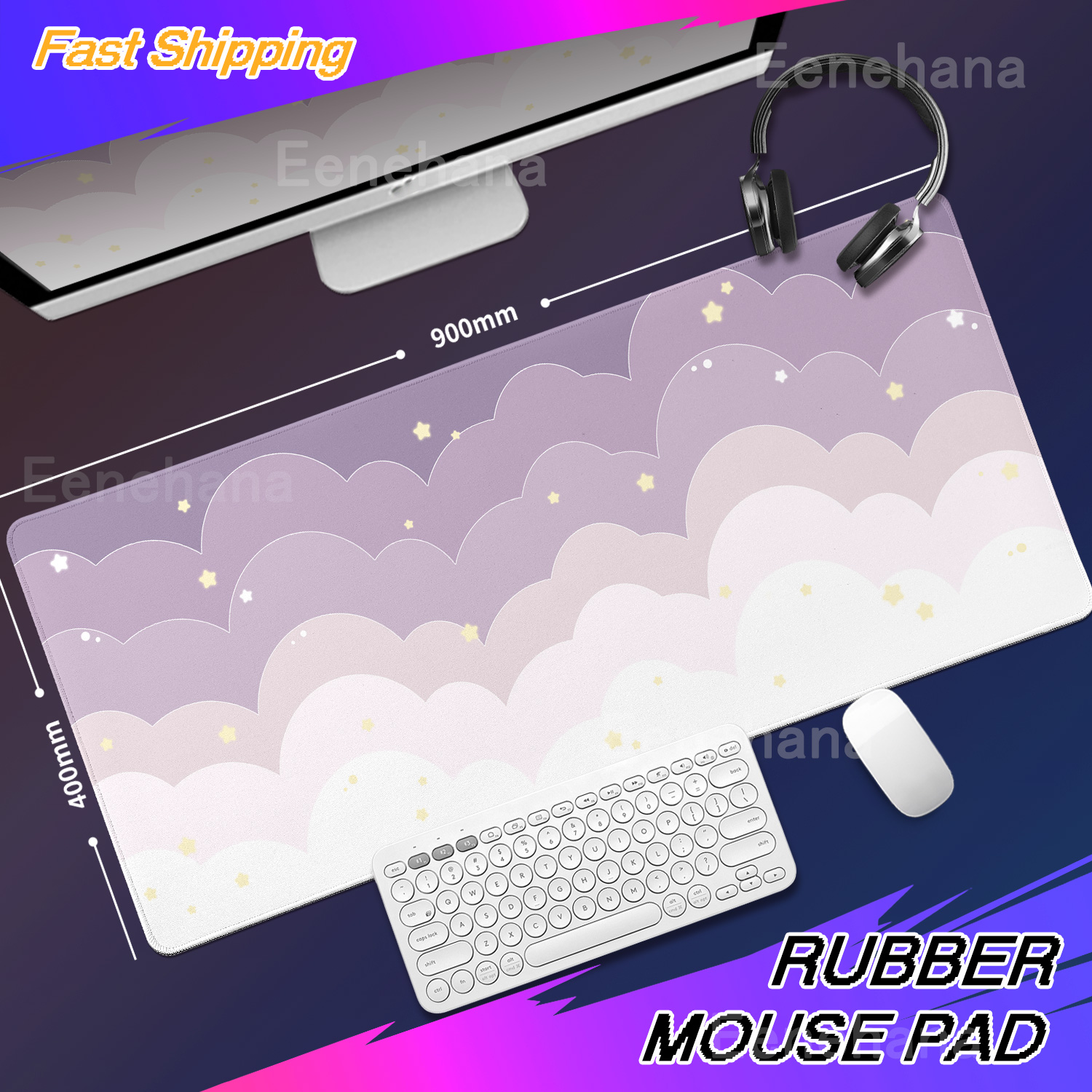 Light Blue Pink Clouds Desk Ma - Tradescantia Purple ulasan dan harga